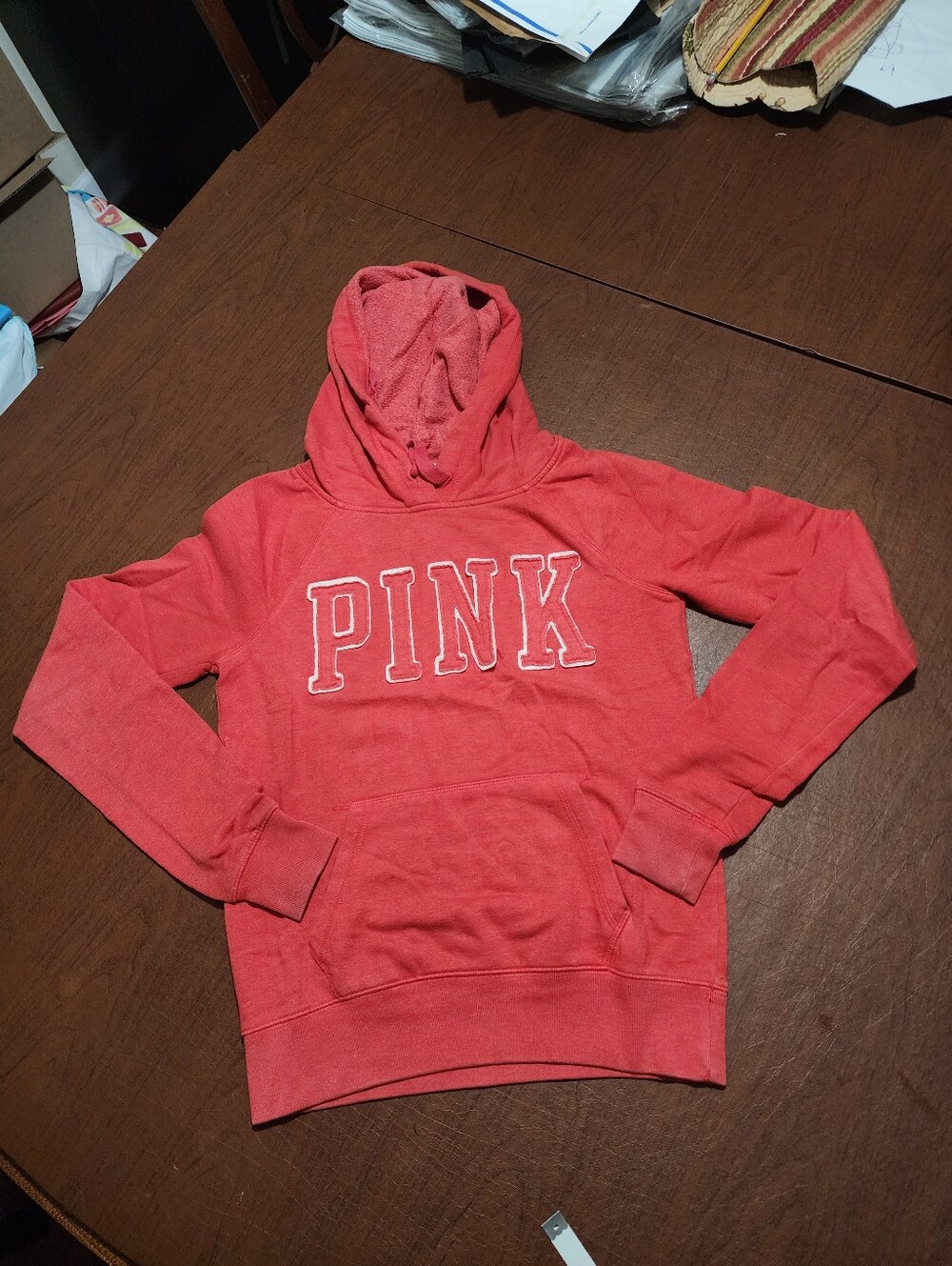 PINK Victoria's Secret Hooded Pullover Sweatshirt - Coral Pink